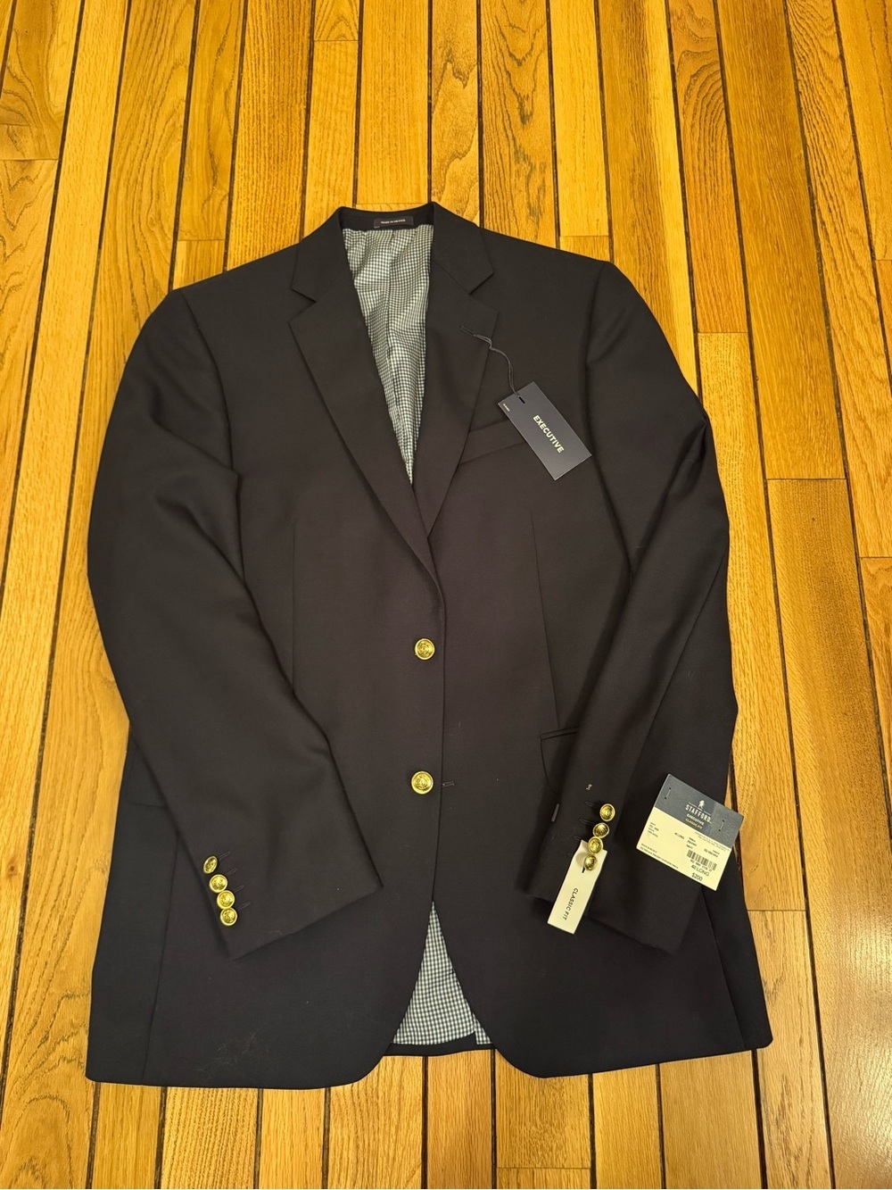 Stafford Navy Blazer with Gold Buttons - Picture 3 of 12